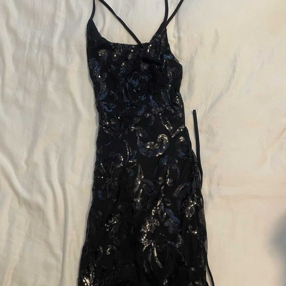 Stunning Black Sequin Backless Dress